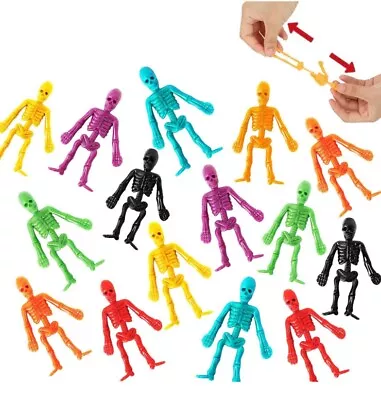 Halloween Skeleton Toys 48 PACK Assorted Color Stretchy Skull Party Favors • $16