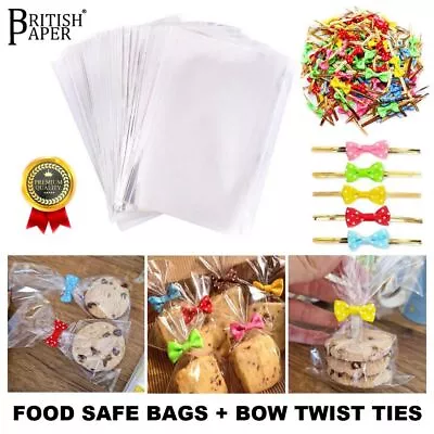 Cellophane Sweet Bags With Ties Clear Cello For Cookie Sweets Wax Melt Kid Party • £6.79