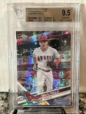 2017 Topps Chrome Refractor Mike Trout White Jersey #200 Beckett 9.5 • $24.99