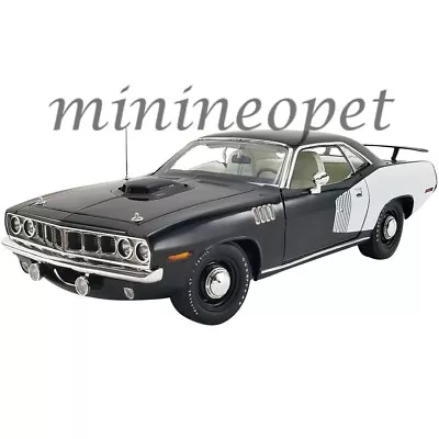 Acme A1806122 1971 Plymouth Hemi Cuda Black Top 1/18 Diecast Car Black White  • $131.90