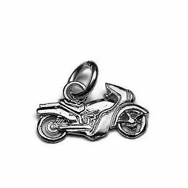 Motorcycle Charm Pendant .925 Sterling Silver • $12