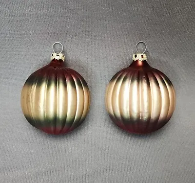 Vintage Mercury Glass 2  Ribbed Ball Christmas Ornaments (Lot Of 2) West Germany • $22