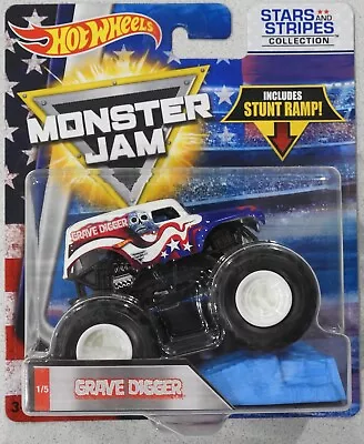 2017 Grave Digger Hot Wheels Monster Jam 1:64 NIB Stars & Stripes • $21.99