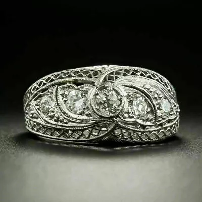 Open Work Vintage Engagement Ring 14K White Gold Plated 2.6 Ct Cubic Zircon Ring • $74.99