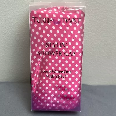 Turbie Twist Stylin' Shower Cap Pink Polka Dot • $3.99