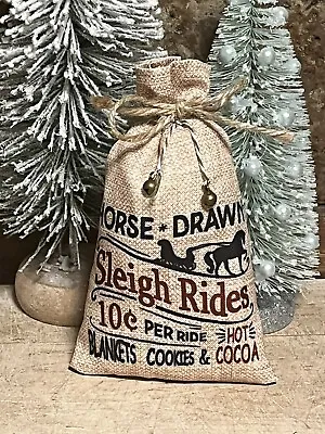 Horse Sleigh Rides Farmhouse Christmas Tree Ornament Santas Sack Bag Jingle Bell • $11.04