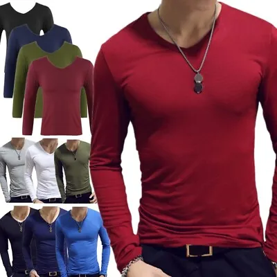 Men's Fit Thermal Underwear Tops Base Layer V Neck Long Sleeves Athletic Shirts • $11.52