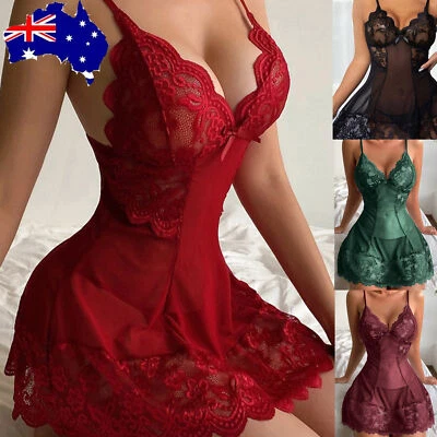 $13.25 • Buy Women Sexy Lingerie Lace Mini Dress Babydoll Nightdress Nightwear Sleepwear AU