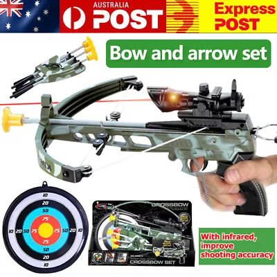 Kids Outdoor Sport Shooting Toy Set Mini Bow And Arrow Gun Gift AU • $44.99