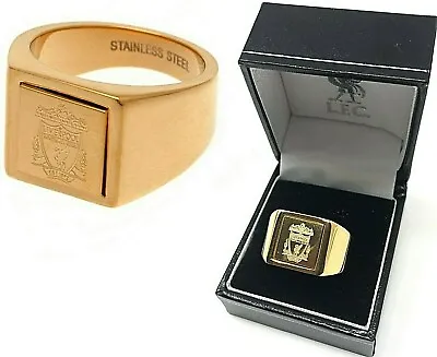 £30.95 • Buy Liverpool Fc Licensed Gold Plated Crest Signet Ring Complete In Gift Box Lfc