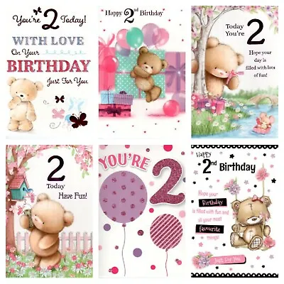 Girl's 2nd Birthday Card ~ Birthday Girl You're 2 Today ~ Various Designs • £1.79