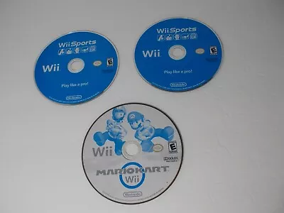 Lot Of 3 Games Mario Kart Wii & 2 Wii Sports DISC ONLY Tested & Plays Free S&H • $29.95