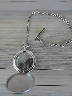 $2.99 • Buy Vintage Relic Quartz Pocket Watch Black Dial With Chain