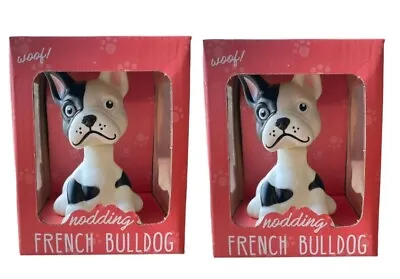 2 X FRENCH BULLDOG Nodding Puppy Toys Shaking Head Dog Ornament Car Dashboard • £2.99