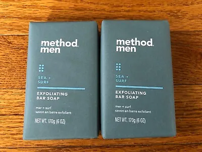 $19.99 • Buy Lot Of TWO (2) METHOD MEN Sea + Surf Exfoliating Bar Soap 6 Oz. Each. NEW!!!
