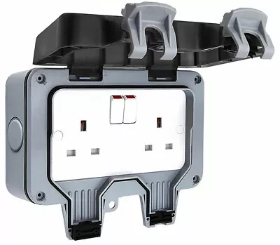 £11.19 • Buy Waterproof Outdoor 13A Double Switched Socket For Garden / Car Wash / Warehouse