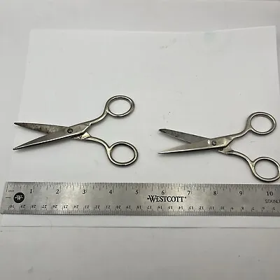 Vintage Deluxe KleenCut  Shears Scissors Silver Handles Made In USA Sewing • $9.35