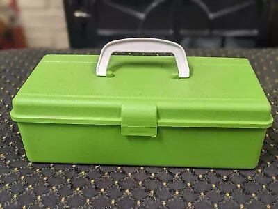 Vintage Johnny Walker Green Plastic Craft Sewing/fishing Box Handled Made In USA • $15