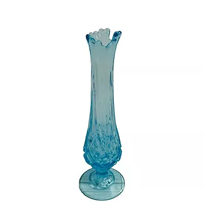 Viking Glass MCM Sandwich Glass Museum Signed SM Ice Blue Footed Swung Vase • $229.99