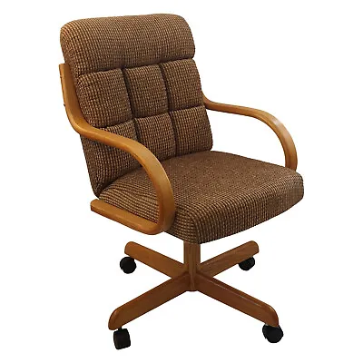 Arlington Dining Kitchen Swivel-Tilt Caster Arm Chair Armchair In Caramel & Oak • $359