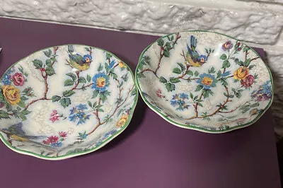 (2) Vintage Staffordshire Pottery Midwinter Bird Floral Chintz Small Bowls • $68