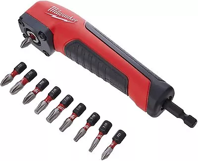 Milwaukee Right Angle Driver Hex Screwdriver Angled Drill Bit Holder & 10 Pieces • £39.99