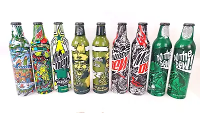 2008 Volume 1 Green Label Art Mountain Dew 16oz Aluminum Bottles Collectible-9 • $26