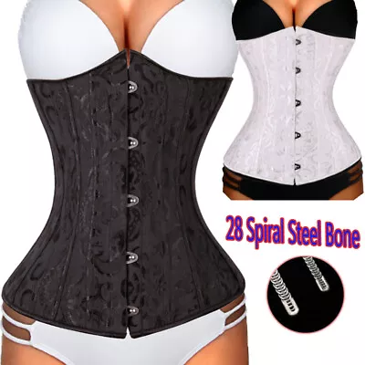 Steel Boned Underbust Lace Up Corset Bustier Waist Cincher Costume Shapewear UK • £8.99