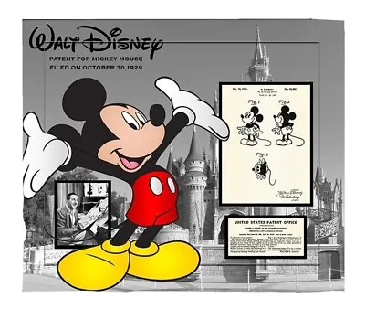 Walt Disney Mickey Mouse 1929 Replica Patent Framed Photograph • $350