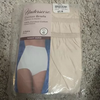 NEW 3 Pair JCP Vintage Cotton Underscore Nude Panties Underwear Briefs Size 6 • $11.99