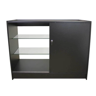 £399.99 • Buy Retail Glass Shelf Product Display Counter Showcase Lockable Cabinet Black K1200