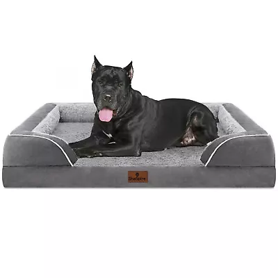 SheSpire Gray Orthopedic Memory Foam Large Huge Dog Bed Removable Cover& Bolster • $39.89