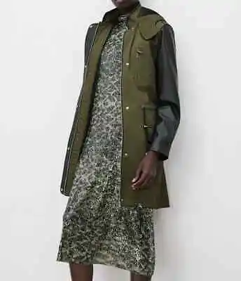 $43.90 • Buy Zara Women Green Combination Parka Coat Contrast Sleeves New Tag Size M 10 Box 