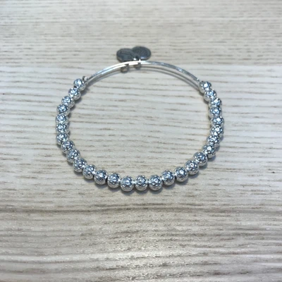 $69 • Buy ALEX AND ANI Classic Euphrates Beaded Bangle Bracelet Shiny Silver