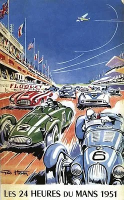 Vintage 1951 Le Mans 24 Hour Race Motor Racing Poster A3/A2/A1 Print • £5.38