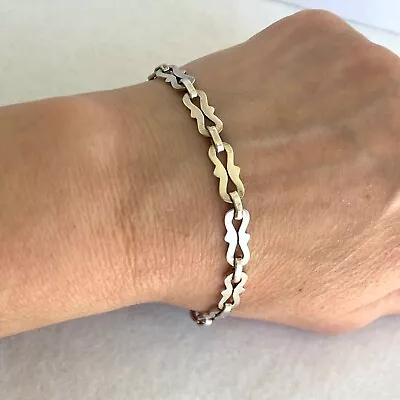 VTG Sterling Silver 925 Taxco Mexico Specialty Peanut Link Chain Bracelet Sz 8  • $59.99