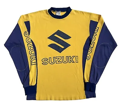 VTG 80s Malcolm Smith Suzuki Medium Motocross Racing Long Sleeve Jersey Shirt • $80