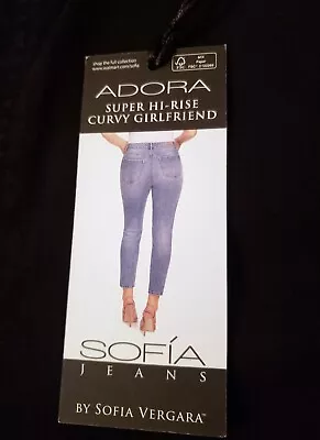 NWT SOFIA VERGARA Curvy Girlfriend Jeans Women Size 14 33X26 High Rise Dark *UU • $17.95