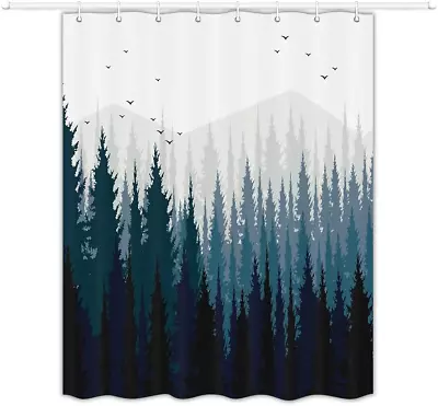 JAWO RV Shower Curtain Gradient Ombre Mountain Forest Landscape For Camper Trail • $26.19