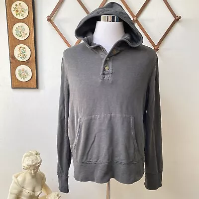 J Crew Cotton Hoodie Thick Knit Kangaroo Pocket Snap Button Medium • $32