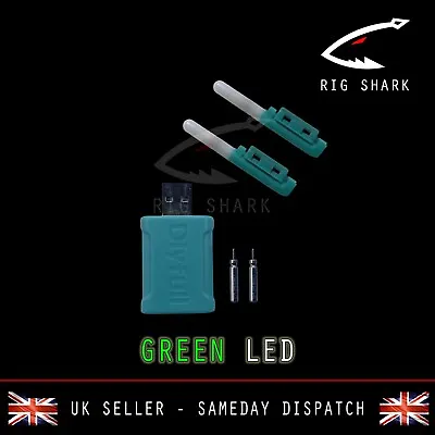 Rig Shark™ SMART GREEN LED Night Sea Fishing Rod Tip Light + USB Charger Combo • £21.99