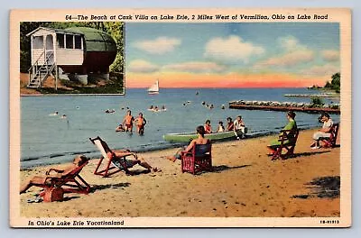 J93/ Vermilion Ohio Postcard Linen 2View Cask Villa Lake Erie 133 • $13.80