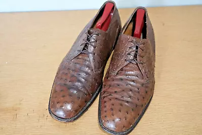 Men's Mezlan Platinum Brown Full Quill Ostrich Dress Shoes Size 14 M • $99.95