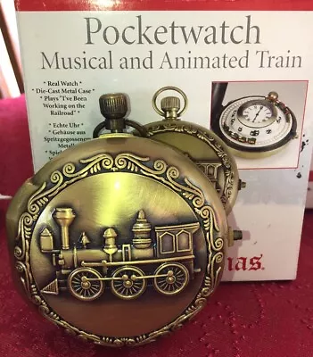 Mr Christmas Musical & Animated Train Pocket Watch Clock In Box Music Box 2005 • $49.99