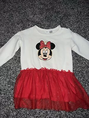 White & Red Minnie Mouse Dress With Tutu 2T • $19.99