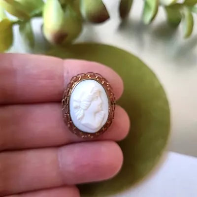 Vintage Estate Molded Milk Glass Cameo Pin Brooch 1.25 T • $5.50