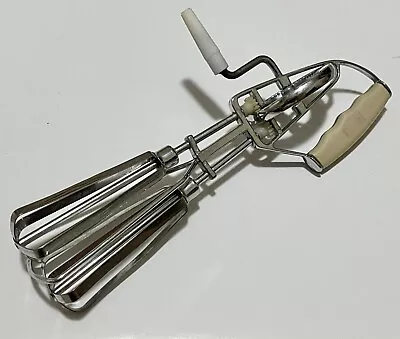 Vintage Egg Beater Manual Crank Hand Mixer Blender Stainless Steel USA • $12.94