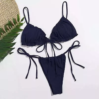 Bikini Adjustable Skin-friendly Solid Color Backless Triangular Bikini Women • $22.67