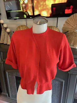 Vintage St. John By Marie Gray Sweater •C Orange Knit Open Cardigan Short • $29.99