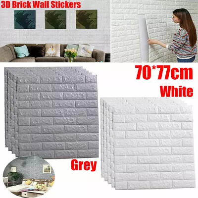 LARGE Self-adhesive 3D Tile Brick Wall Sticker Waterproof Foam Panel Wallpaper-- • £6.49